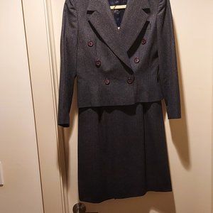 Two Piece  Double Breasted Dark Grey Wool Suit